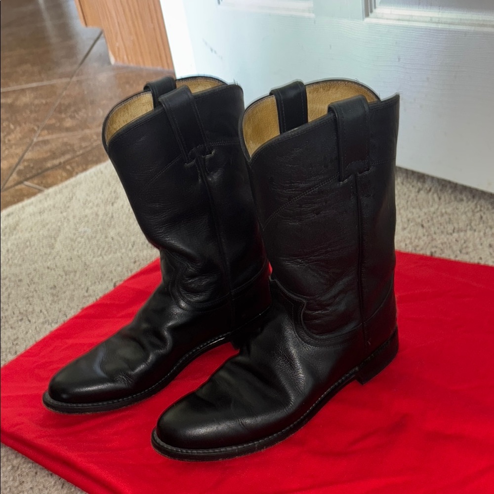 Black Leather Cowboy Boots